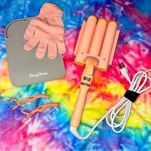 FairyBrave Pink Glam Waver 32mm Large 3 Barrel Curling Iron